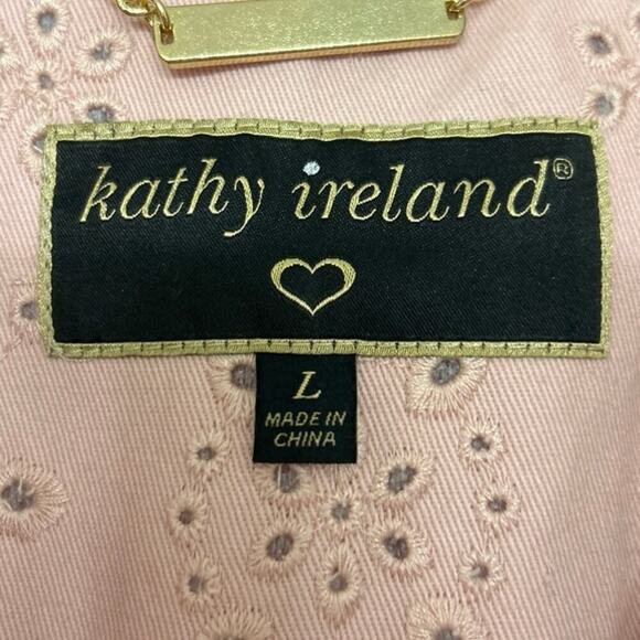 KATHY IRELAND NWT Gabrielle Petal Pink  Cotton Eyelet Trench Coat Size Large - Picture 9 of 16